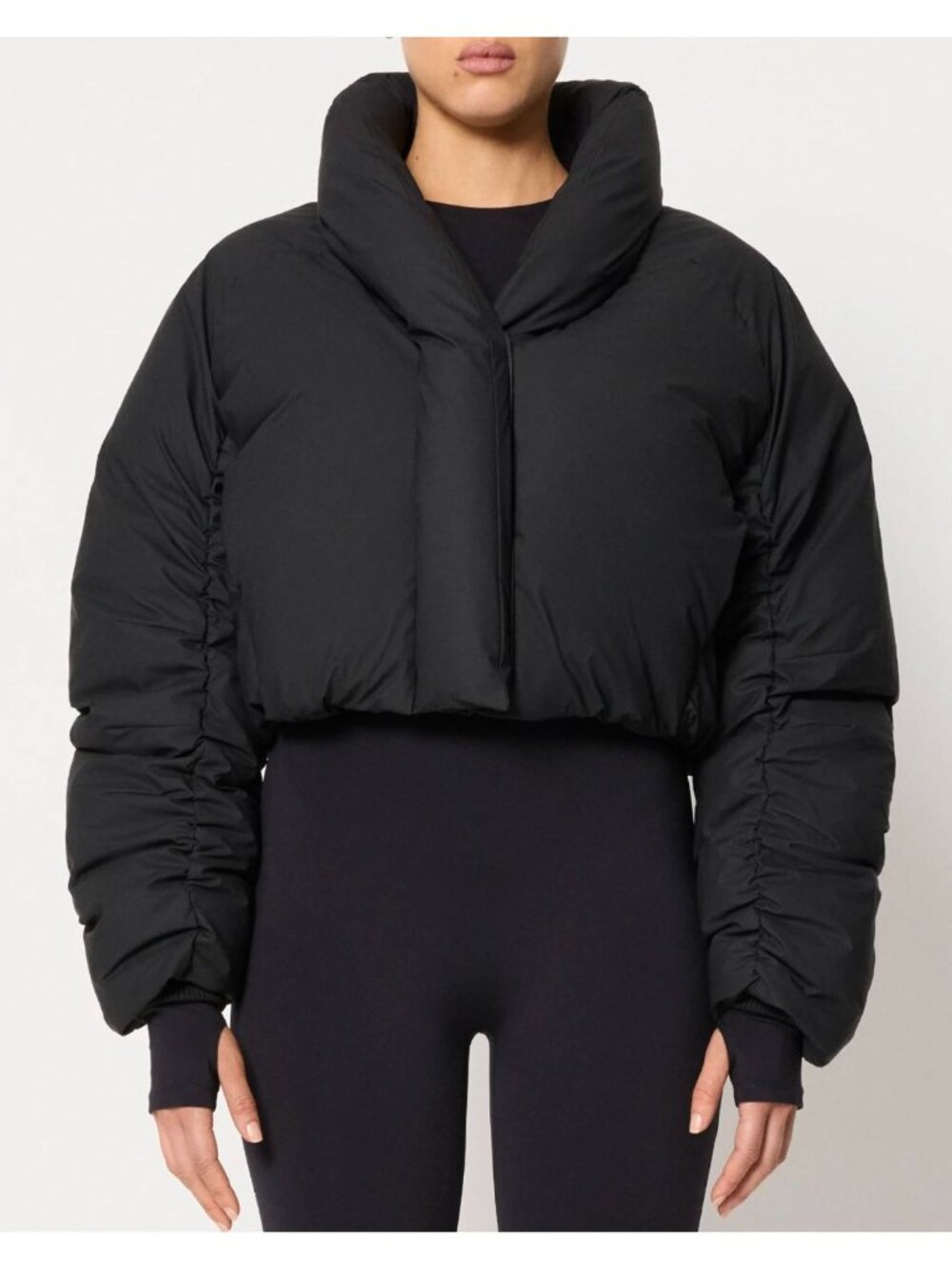 NEW Khy Cropped Puffer Jacket Black Size L $198 [jb]